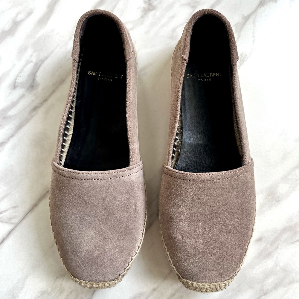 Saint Laurent Suede Raffia Espadrilles